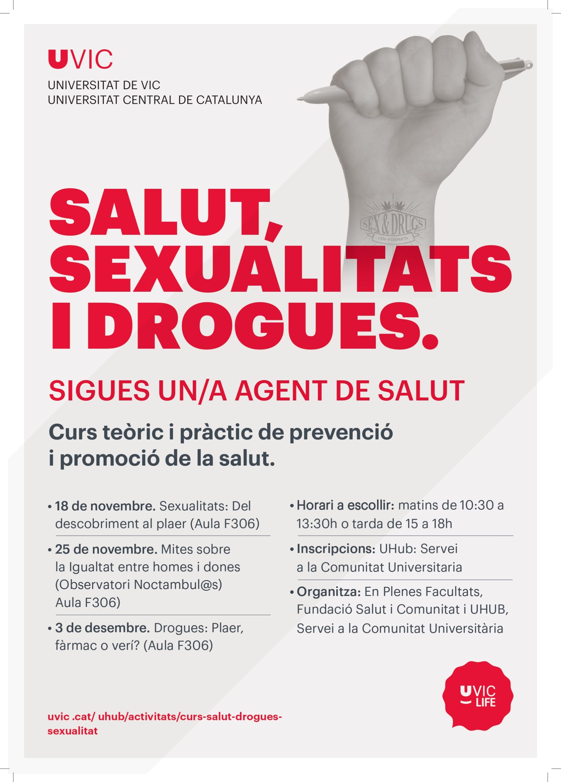 Cicle de tallers #FemSalut UVicc-Ucc: Drogues, Sexualitats i Gènere